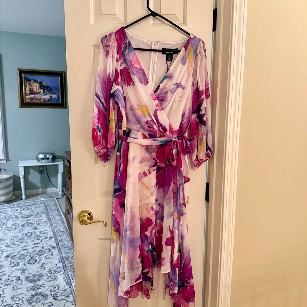 NWT DKNY Floral Midi Dress - Purple and White